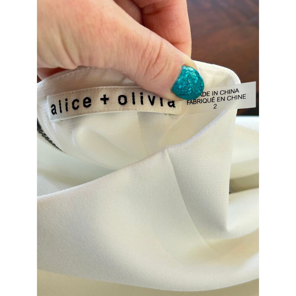 Alice + Olivia White Stephanie Ruffle Sheath Dress | Size 2 - Picture 5 of 8